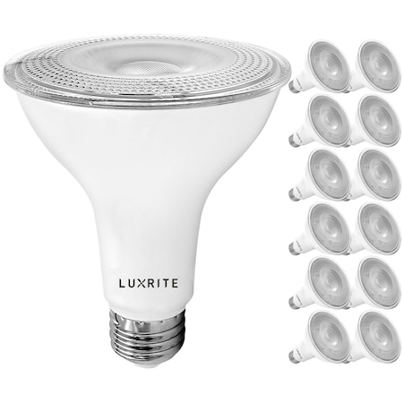 Luxrite PAR30 LED Light Bulbs 11W (75W Equivalent) 850LM 5000K Bright White Dimmable E26 Base 12-Pack LR31609-12PK